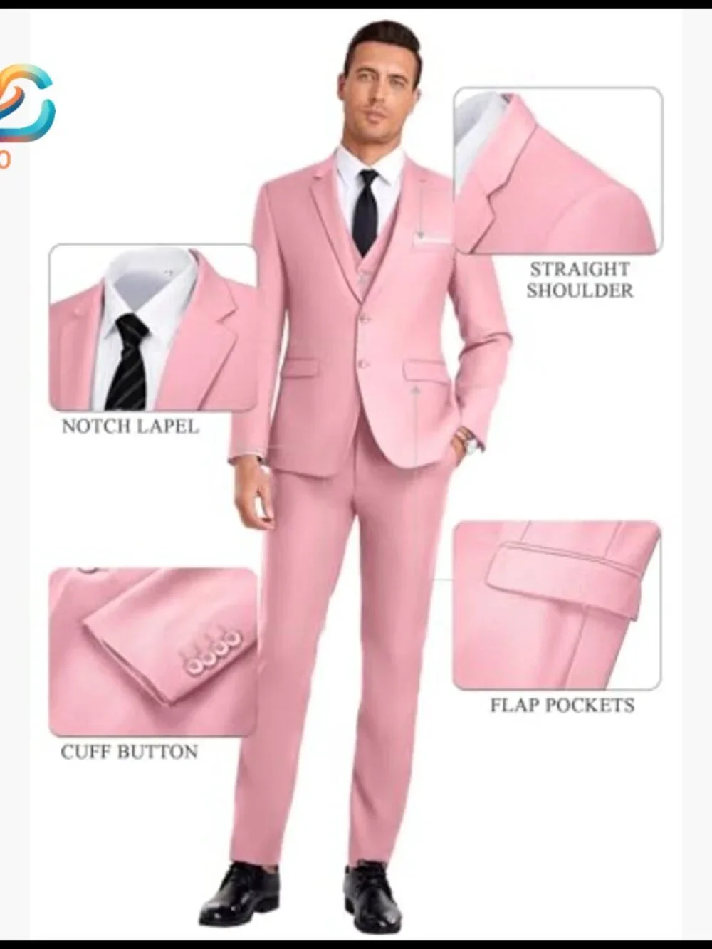 Slim Fit 3-Piece Suit with Vest and Tie for Formal Occasions